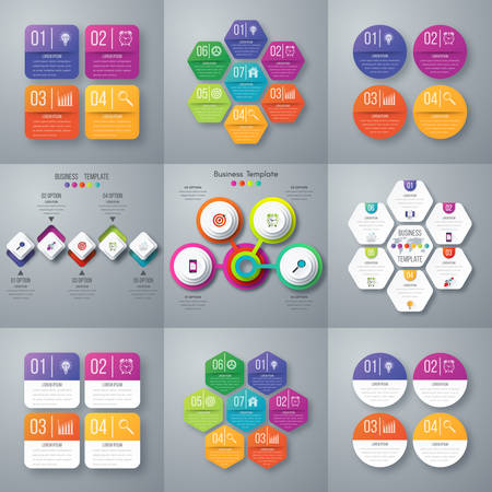 Set with infographics. Data and information visualization. Template. Stock vectorのイラスト素材