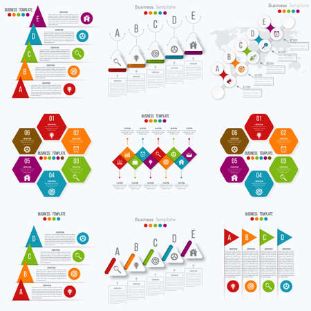 Set with infographics. Data and information visualization. Template. Stock vectorのイラスト素材
