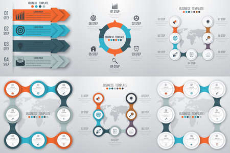 Set with infographics. Data and information visualization. Template. Stock vectorのイラスト素材