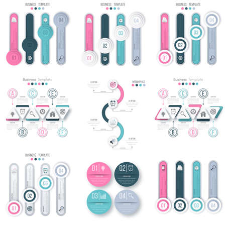 Set with infographics. Data and information visualization. Template. Stock vectorのイラスト素材