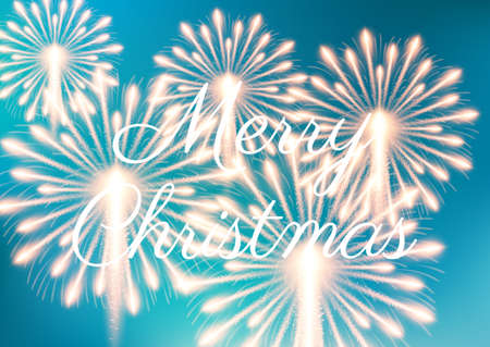 Merry Christmas fireworks. Vector illustration. Beautiful designのイラスト素材