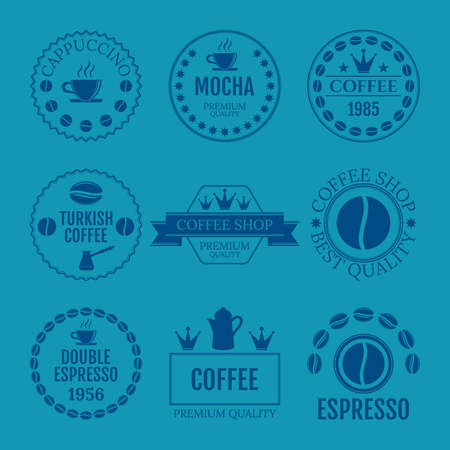 Vector illustration set of logos on coffee theme.のイラスト素材