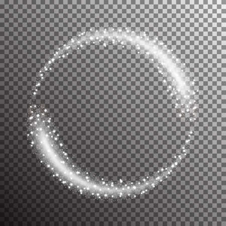 Vector shining twisted glitter comet trails. Special light flare effectのイラスト素材