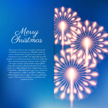 Merry Christmas fireworks. Vector illustration. Beautiful designのイラスト素材