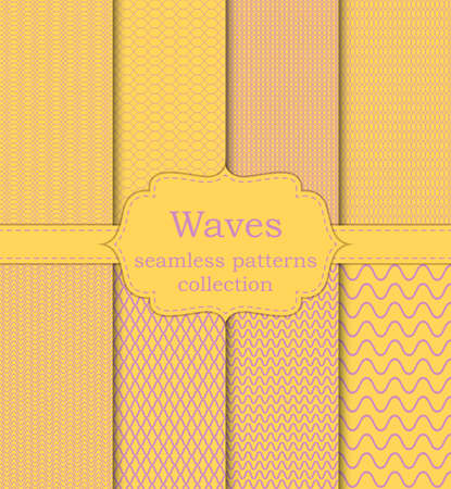 Vector illustration set of seamless patterns waves.のイラスト素材