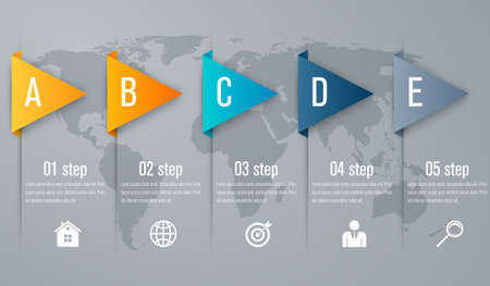 Timeline infographic five step with 3d triangle arrow