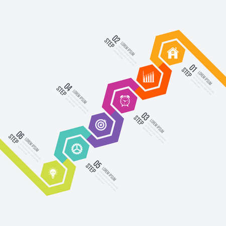 Vector illustration info graphics six options, template for brochure, business, web designのイラスト素材