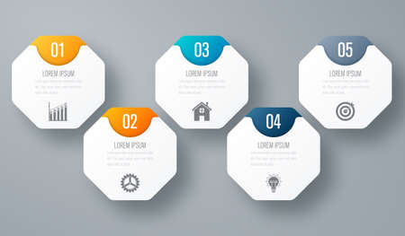 Infographic with octagons on the grey backgroundのイラスト素材