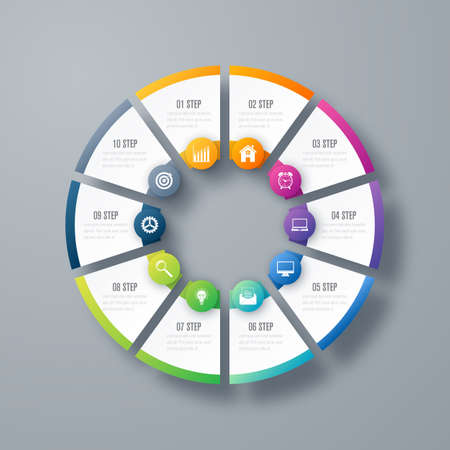 Template 10 options with circle.のイラスト素材