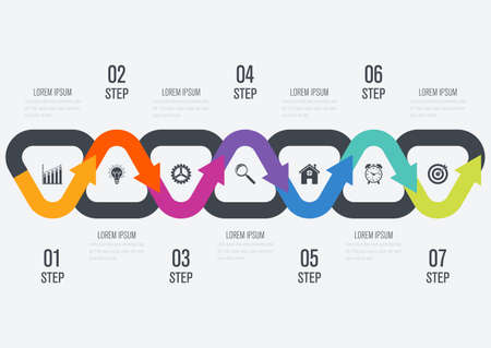 Infographics template 7 optionsのイラスト素材