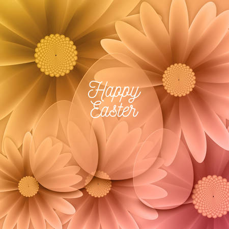 Happy Easter Background With Decorative Eggs. Vector illustrationのイラスト素材