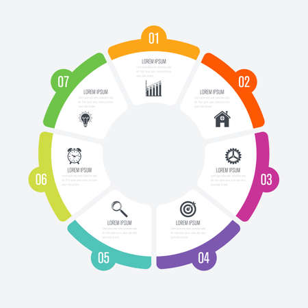 Infographics template 7 options with circleのイラスト素材