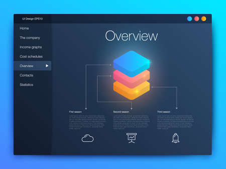 Dashboard infographic template with modern design annual statistics graphs. UI elements