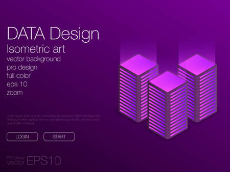 Development concept, technology neon isometric vector ui backgroundのイラスト素材