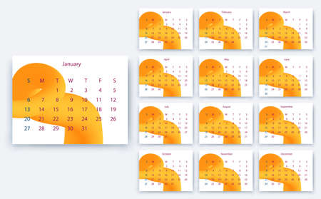 simple calendar 2019, Stock vector eps10. Color designのイラスト素材