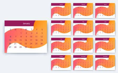 simple calendar 2019, Stock vector eps10. Color designのイラスト素材