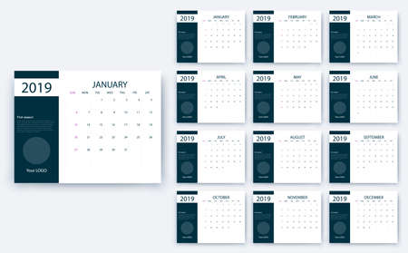 simple calendar 2019, Stock vector eps10. Color designのイラスト素材