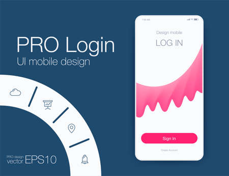 Vector Illustration of screens and web concept. Interface UX, UI GUI screen template for web site banners. Sign upのイラスト素材