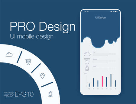 User interface with infographics with charts and graphs in flat design. Ui designのイラスト素材
