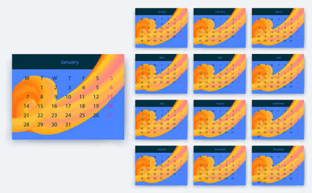 simple calendar 2019, Stock vector eps10. Color designのイラスト素材