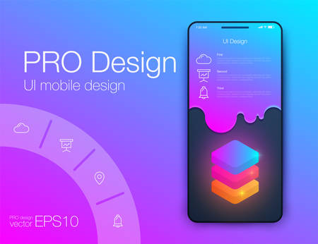User interface with infographics with charts and graphs in flat design. Ui designのイラスト素材