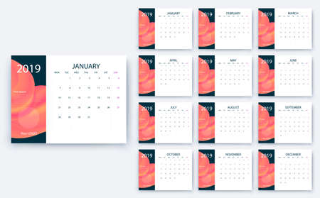 simple calendar 2019, Stock vector eps10. Color designのイラスト素材