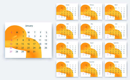 simple calendar 2019, Stock vector eps10. Color designのイラスト素材