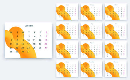 simple calendar 2019, Stock vector eps10. Color designのイラスト素材