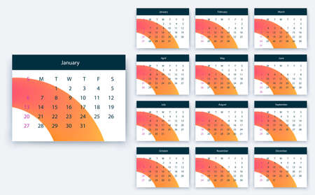 simple calendar 2019, Stock vector eps10. Color designのイラスト素材