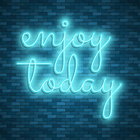 Neon light lettering, Stock vector. Enjoy todayのイラスト素材