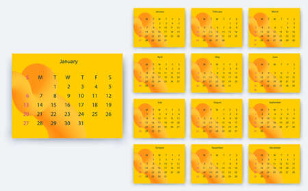 simple calendar 2019, Stock vector eps10. Color designのイラスト素材