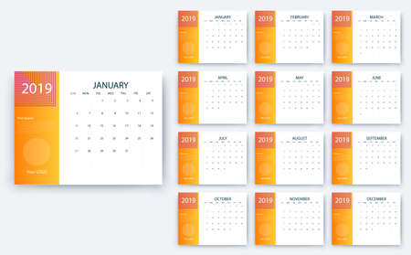 simple calendar 2019, Stock vector eps10. Color designのイラスト素材