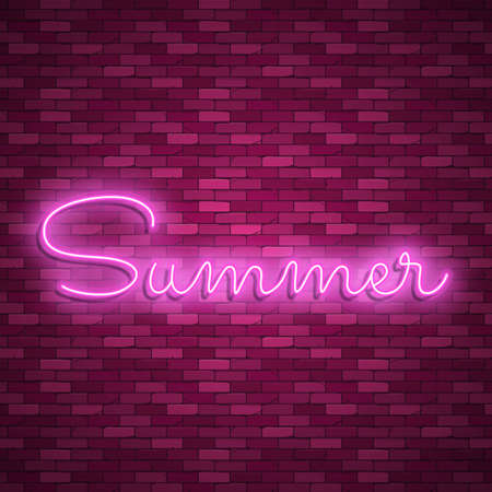 Neon light lettering, Stock vector. Summer letteringのイラスト素材