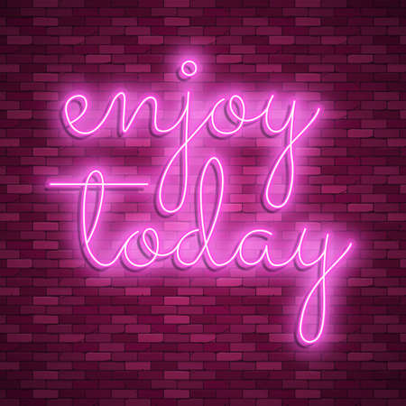 Neon light lettering, Stock vector. Enjoy todayのイラスト素材