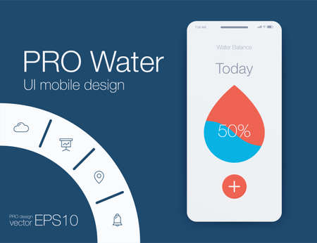 User interface with infographics with charts and graphs in flat design. Ui designのイラスト素材