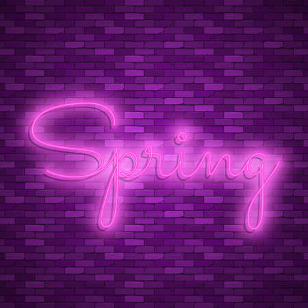 Neon banner spring. Stock vector. Poster for a spring party.のイラスト素材