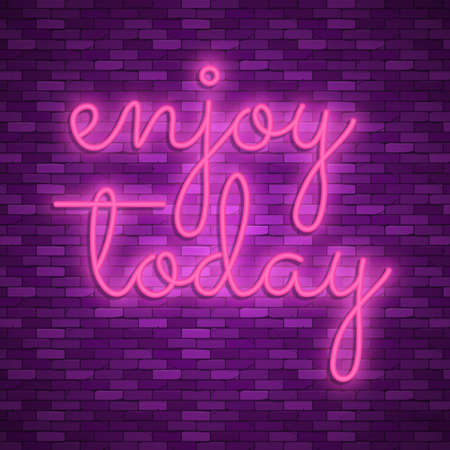 Neon light lettering, Stock vector. Enjoy todayのイラスト素材