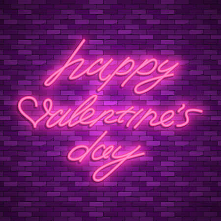 Valentines Day. Neon emblem. Bright signboard, light banner. Celebration. Heart with an arrow. Vector imagesのイラスト素材