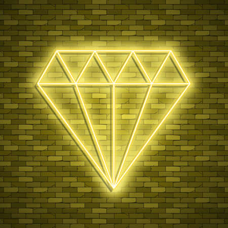 diamond icon in neon style. One of wedding collection icon can be used for UI, UX on black backgroundのイラスト素材