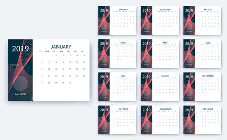 simple calendar 2019, Stock vector eps10. Color designのイラスト素材
