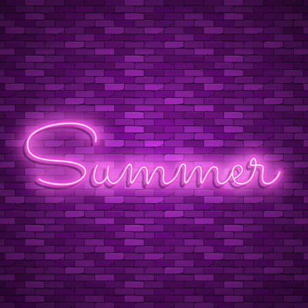 Neon light lettering, Stock vector. Summer letteringのイラスト素材