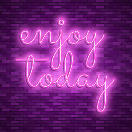 Neon light lettering, Stock vector. Enjoy todayのイラスト素材