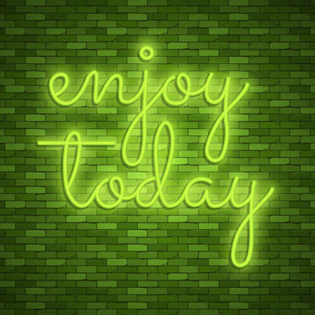 Neon light lettering, Stock vector. Enjoy todayのイラスト素材