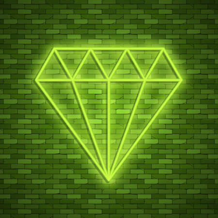 diamond icon in neon style. One of wedding collection icon can be used for UI, UX on black backgroundのイラスト素材