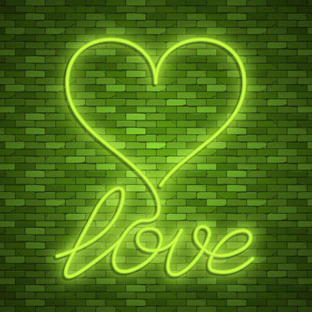 Valentines Day. Neon emblem. Bright signboard, light banner. Celebration. Heart with an arrow. Vector imagesのイラスト素材