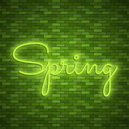 Neon banner spring. Stock vector. Poster for a spring party.のイラスト素材