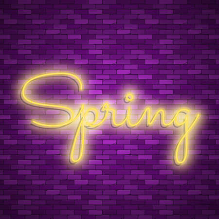 Neon banner spring. Stock vector. Poster for a spring party.のイラスト素材