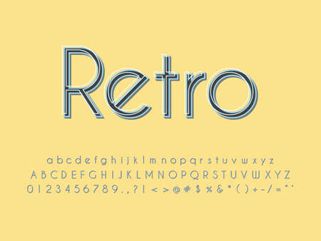 Retro font and alphabet. Stock vector illustrationのイラスト素材