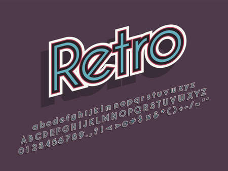 Retro font and alphabet. Stock vector illustrationのイラスト素材