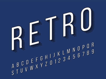 Retro color font and alphabet. Stock vectorのイラスト素材